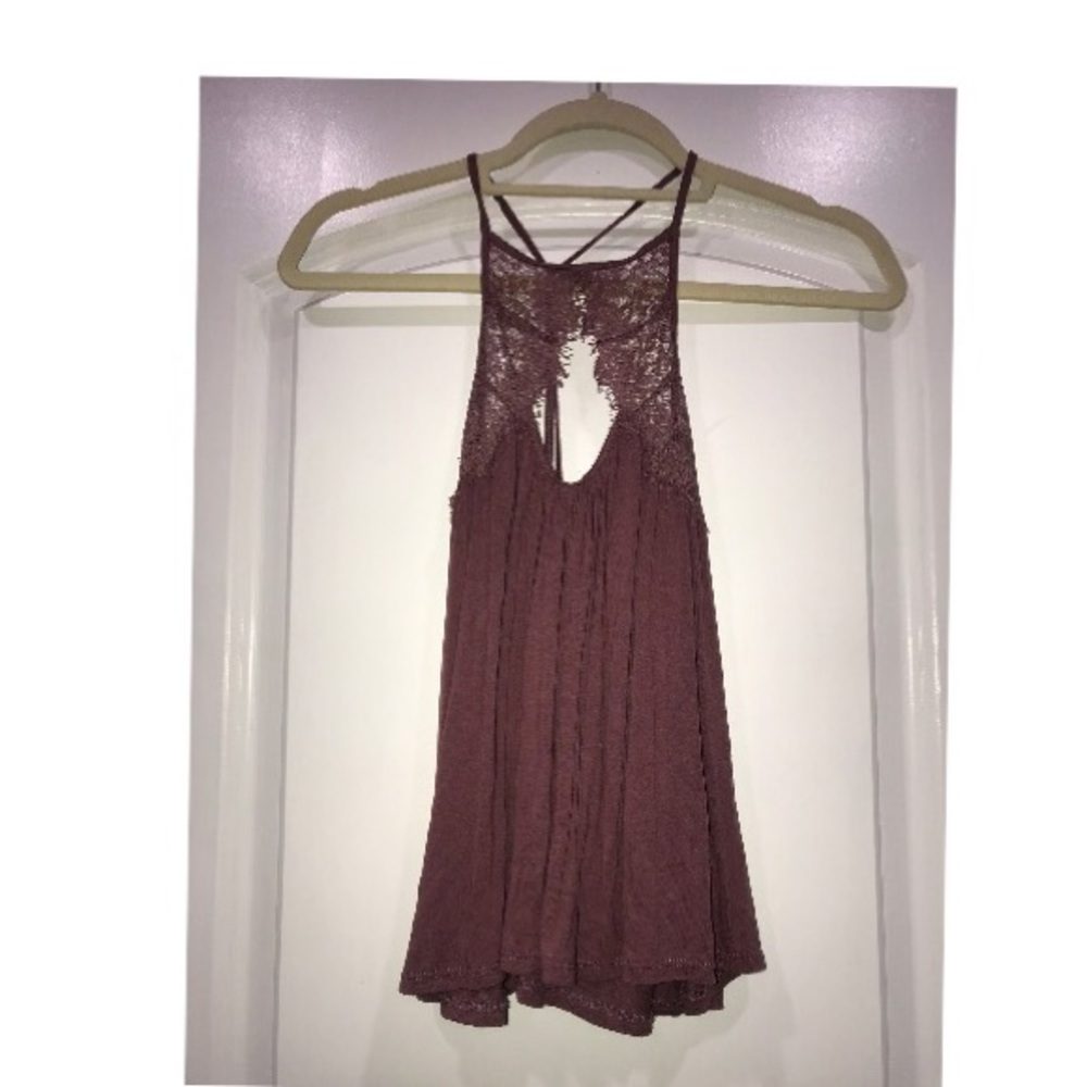 Magenta top with laced cut out front